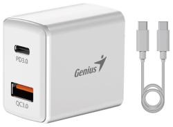 Genius PD-20ACP, Napájecí adaptér, univerzální, 20W, 1× USB-C, 1× USB, PD 3.0, QC 3.0, bílý + 1m USB-C kabel Genius PD-20ACP, Napájecí adaptér, univerzální, 20W, 1× USB-C, 1× USB, PD 3.0, QC 3.0, bílý + 1m USB-C kabel