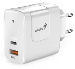 Genius PD-65AC, Napájecí adaptér, univerzální, 65W, 1× USB-C, 1× USB, PD 3.0, QC 3.0, bílý Genius PD-65AC, Napájecí adaptér, univerzální, 65W, 1× USB-C, 1× USB, PD 3.0, QC 3.0, bílý