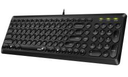 Genius Slimstar Q200 Klávesnice, drátová, retro design, USB, CZ+SK layout, černá Genius Slimstar Q200 Klávesnice, drátová, retro design, USB, CZ+SK layout, černá