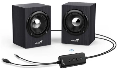 Genius SP-HF385BT, Reproduktory, 2.0, 4W, Bluetooth, 3,5mm jack, USB, dřevěné, černé Genius SP-HF385BT, Reproduktory, 2.0, 4W, Bluetooth, 3,5mm jack, USB, dřevěné, černé