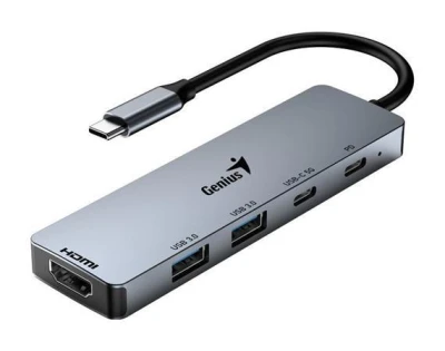 Genius UH-500 Dokovací stanice, USB-C, 1× HDMI, 2× USB 3.0, 2× USB-C, Power Delivery 100W, 15cm, šedá Genius UH-500 Dokovací stanice, USB-C, 1× HDMI, 2× USB 3.0, 2× USB-C, Power Delivery 100W, 15cm, šedá