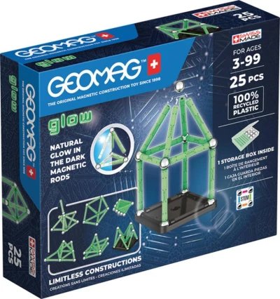 Geomag Glow 25 dílků ve tmě svítící Eko magnetická (stavebnice)
