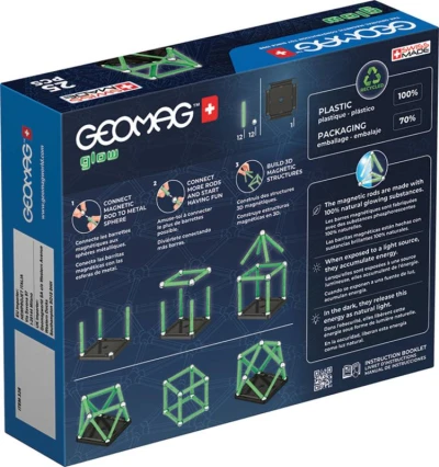 Geomag Glow 25 dílků ve tmě svítící Eko magnetická (stavebnice)