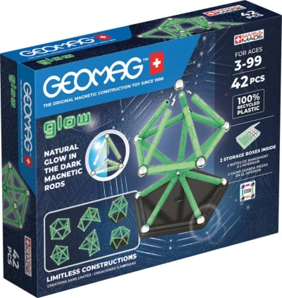 Geomag Glow 42 dílků ve tmě svítící Eko magnetická (stavebnice)