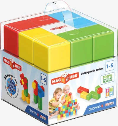 Geomag Magicube Green line Eko baby kostky barevné magnetické set 24ks