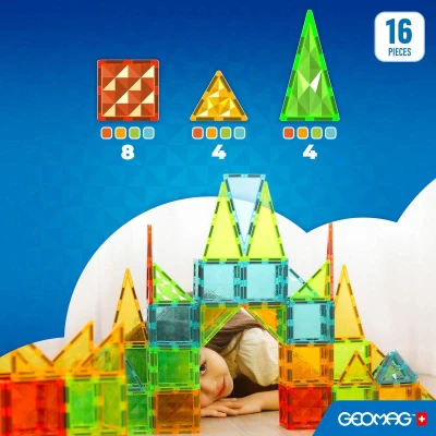 Geomag Magnetic Tiles Gems 16 dílků magnetická (stavebnice)