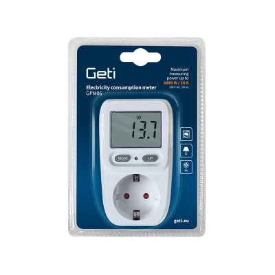 GETI Měřič spotřeby elektrické energie GPM02 se SCHUKO zásuvkou