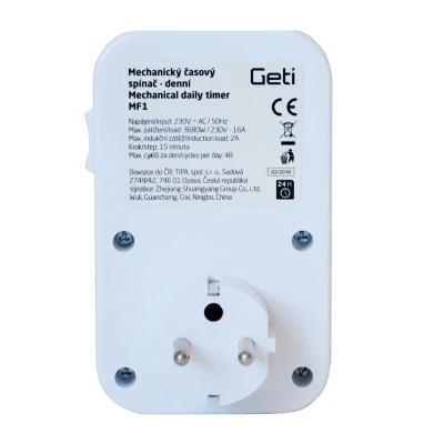 GETI Spínací zásuvka MF1 mechanická denní
