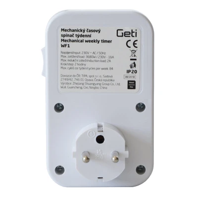 GETI Spínací zásuvka WF1 mechanická týdenní
