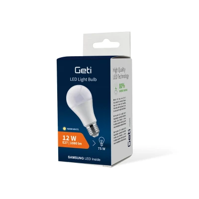 GETI Žárovka LED E27 12W A60 bílá teplá SAMSUNG čip