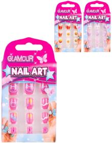 Glamour nalepovací dětské umělé nehty set 12ks 3 druhy Glamour nalepovací dětské umělé nehty set 12ks 3 druhy