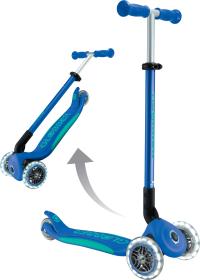 Globber - Primo Foldable Plus Lights V2 Blue/Emerald Green skládací koloběžka