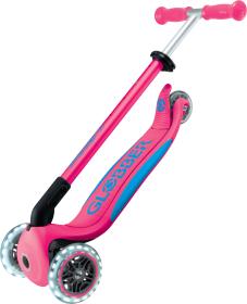 Globber - Primo Foldable Plus Lights V2 - Fuchsia/Sky Blue skládací koloběžka