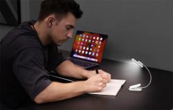 Glocusent Bezdrátová otočná lampička na knihy, USB-C 1000mAh (bílá) Glocusent
