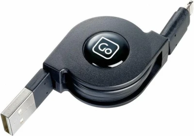 Go Travel Retractable černý USB Lightning nabíjecí kabel