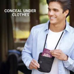 Go Travel skrytá kapsa na krk Classic Passport Pouch liquorice black