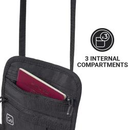 Go Travel skrytá kapsa na krk Classic Passport Pouch liquorice black