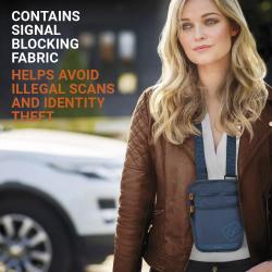 Go Travel skrytá kapsa na krk RFID Passport Pouch blueberry