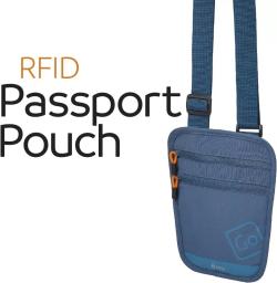 Go Travel skrytá kapsa na krk RFID Passport Pouch blueberry