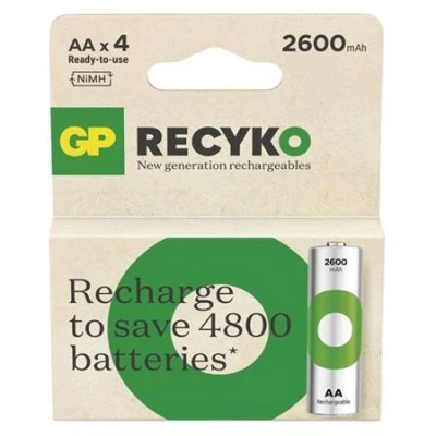 GP Batteries GP AA ReCyko 2 600 mAh, nabíjecí, (HR6), 4 ks PP GP Batteries GP AA ReCyko 2 600 mAh, nabíjecí, (HR6), 4 ks PP