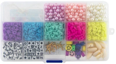 GRAFIX Navlékací korálky s přívěsky kreativní set výroba náramků v boxu plast