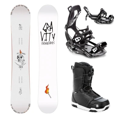 Gravity Contra 25/26 snowboard + Raven Fastec FT360 black vázání + Raven Flush MOZ boty Gravity Contra 25/26 snowboard + Raven Fastec FT360 black vázání + Raven Flush MOZ boty
