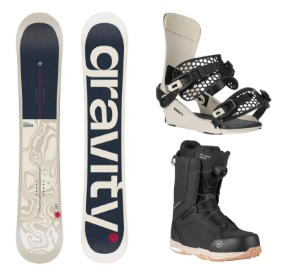 Gravity Cosa 25/26 snowboard + Gravity Drift bone/black vázání + Gravity Recon Atop boty + sleva 1000,- na příslušenství Gravity Cosa 25/26 snowboard + Gravity Drift bone/black vázání + Gravity Recon Atop boty + sleva 1000,- na příslušenství