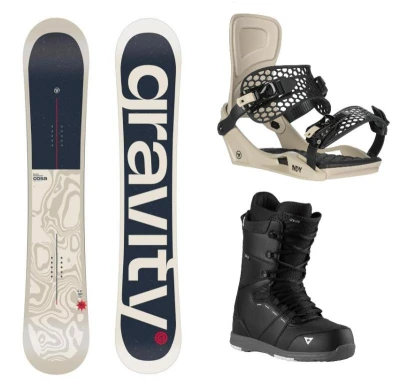 Gravity Cosa 25/26 snowboard + Gravity Indy stone/black vázání + Gravity Void black/grey boty + sleva 600,- na příslušenství Gravity Cosa 25/26 snowboard + Gravity Indy stone/black vázání + Gravity Void black/grey boty + sleva 600,- na příslušenství