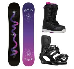Gravity Sirene Black 24/25 snowboard + Gravity Rise black vázání + Gravity Bliss black/purple boty + sleva 400,- na příslušenství Gravity Sirene Black 24/25 snowboard + Gravity Rise black vázání + Gravity Bliss black/purple boty + sleva 400,- na příslušenství