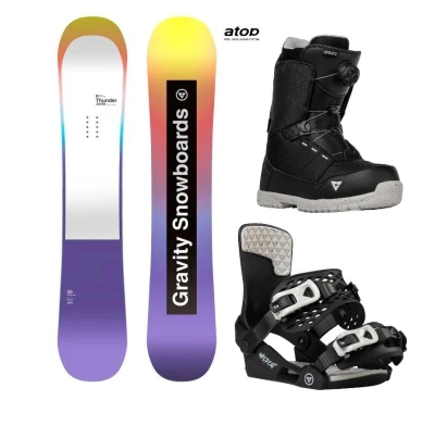 Gravity Thunder Jr snowboard + Gravity Wildcat vázání + Gravity Micro Atop boty + sleva 500,- na příslušenství Gravity Thunder Jr snowboard + Gravity Wildcat vázání + Gravity Micro Atop boty + sleva 500,- na příslušenství