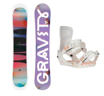 Gravity Trinity 25/26 dámský snowboard + Gravity Rise white 25/26 vázání + sleva 600,- na příslušenství Gravity Trinity 25/26 dámský snowboard + Gravity Rise white 25/26 vázání + sleva 600,- na příslušenství