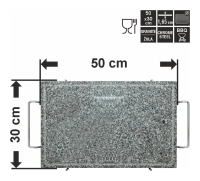 Grilovací kámen GRANIT XL s drážkou a držákem 50x30x1,65cm