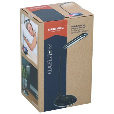 Grundig Bezdrátová nabíječka stolní lampa USB černá