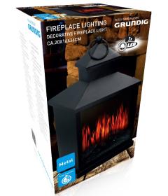 Grundig Elektrický krb s LED plameny ve tvaru lucerny