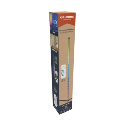 Grundig LED lampa rohová stojací RGBW s hudebním senzorem 140 cm černá