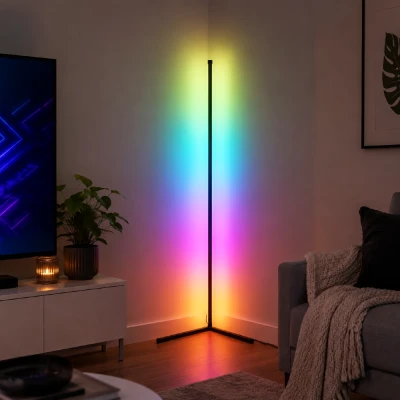 Grundig LED lampa rohová stojací RGBW s hudebním senzorem 140 cm černá