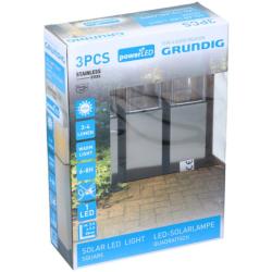 Grundig Solární LED lampa sada 3 ks nerez