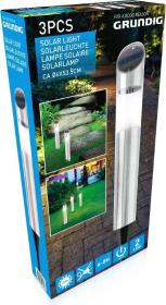 Grundig LED solárních lampy sada 3 ks z nerezové oceli 6,5x6,5xV53cm
