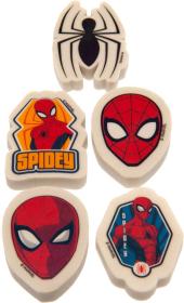 Guma mazací tvarovaná Spiderman set 5ks dětské školní potřeby na kartě