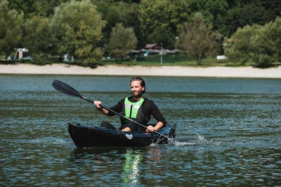 Gumotex Rush 1 SET - 3 (v ceně : pádlo 2.díl + vesta + obal na mobil + pumpa Bravo 4L + vodotěsný vak 80L + lepení)