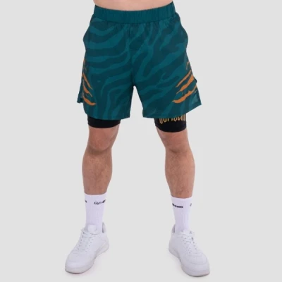 GymBeam Grind Teal pánské 2in1 šortky