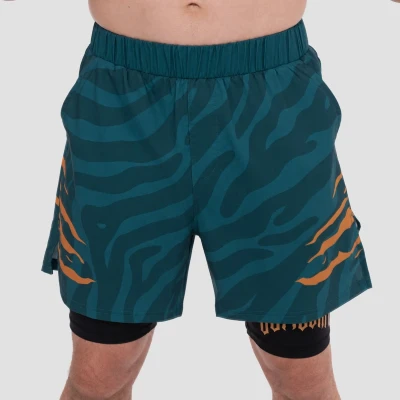 GymBeam Grind Teal pánské 2in1 šortky