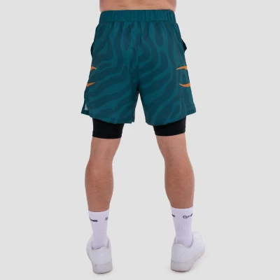 GymBeam Grind Teal pánské 2in1 šortky