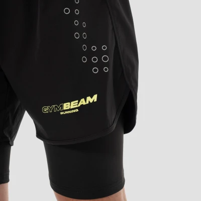 GymBeam Pace Black pánské 2in1 šortky