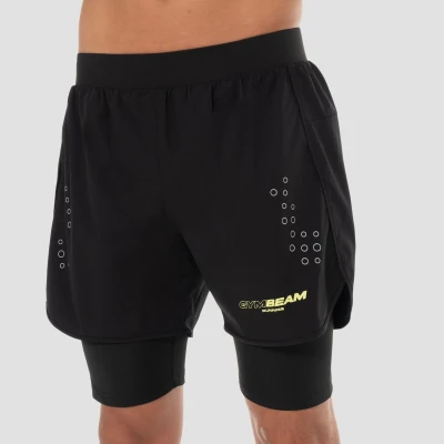 GymBeam Pace Black pánské 2in1 šortky