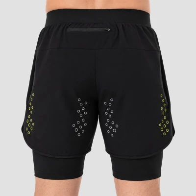 GymBeam Pace Black pánské 2in1 šortky