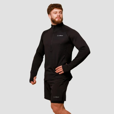GymBeam Pulse Black pánská běžecká mikina 1/2 zip