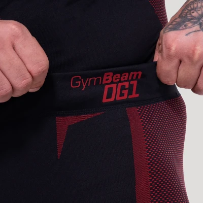 GymBeam Bezešvé legíny OG1 Black/Red