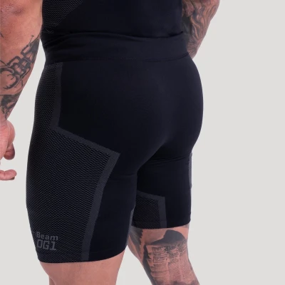GymBeam Bezešvé šortky OG1 Black/Grey