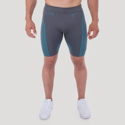 GymBeam OG1 Grey/Blue pánské bezešvé šortky